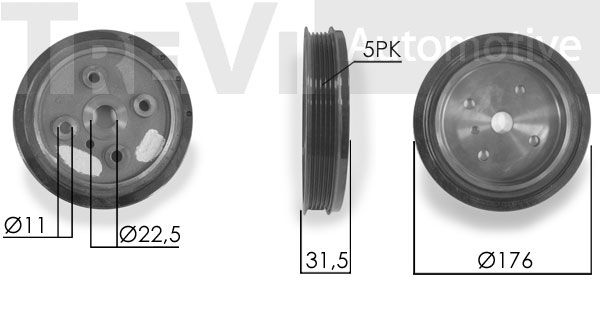 TREVI AUTOMOTIVE Hihnapyörä, kampiakseli PC1189